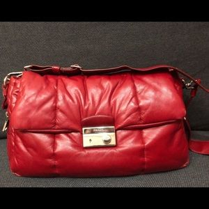 Prada Cherry Nappa Bomber leather flap bag